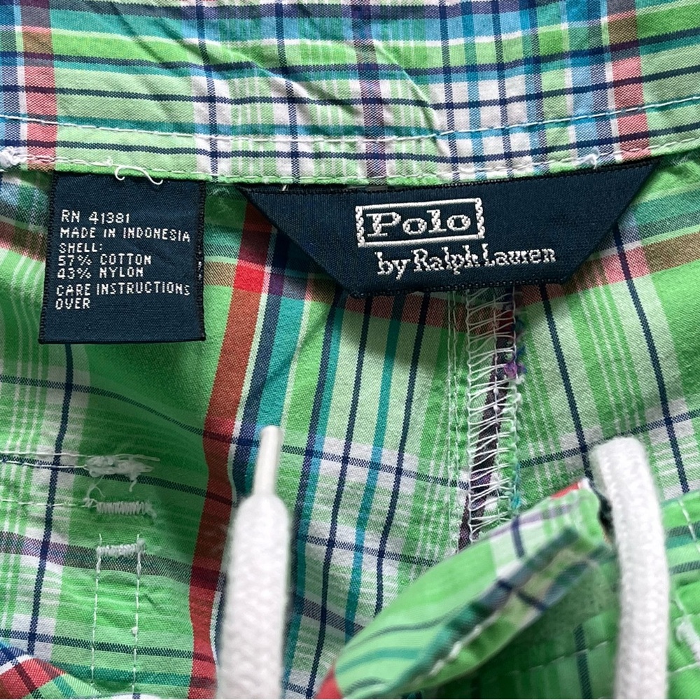 Ralph Lauren Polo Green Plaid Swim Trunks Swim Wear Size 36 - Picture 3 of 15
